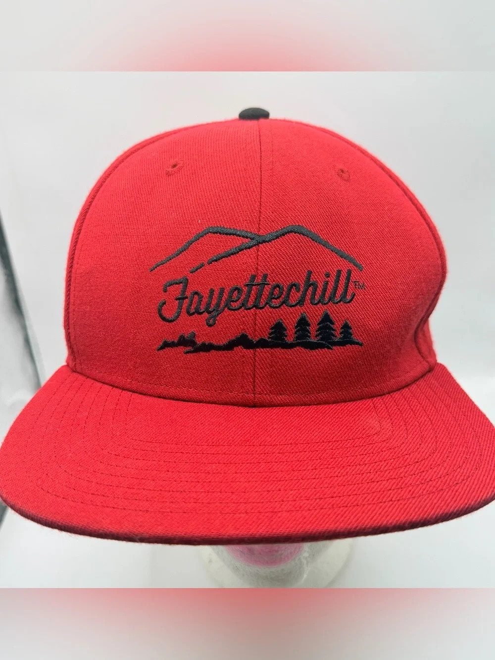 Red Embroidered Logo Snapback Hat